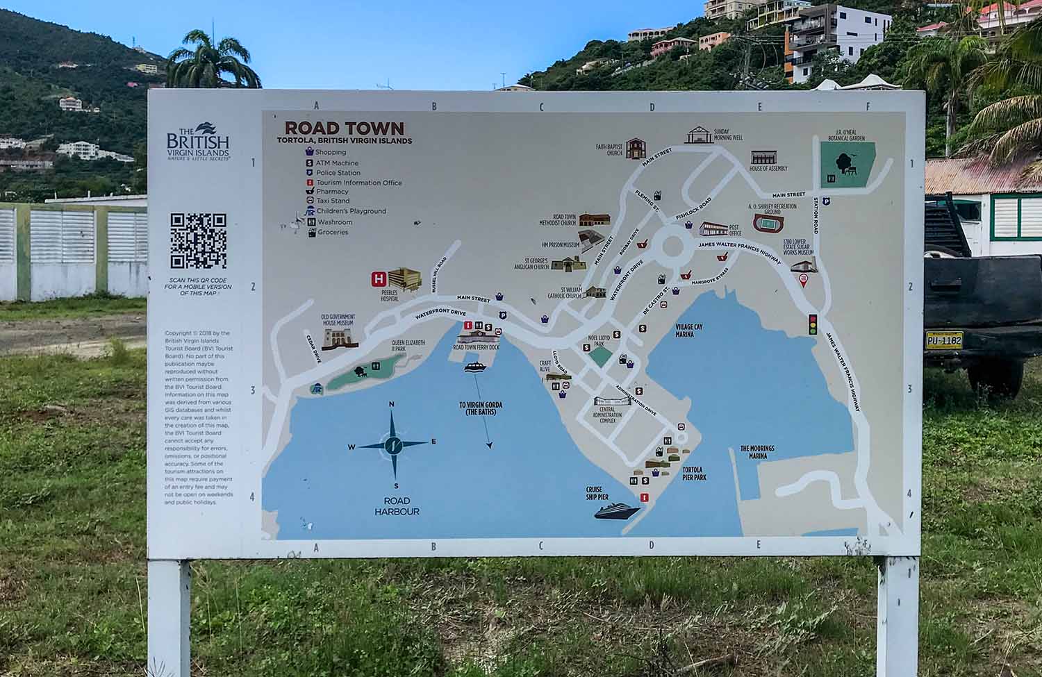 Sehenswürdigkeiten Schild Road Town auf Tortola